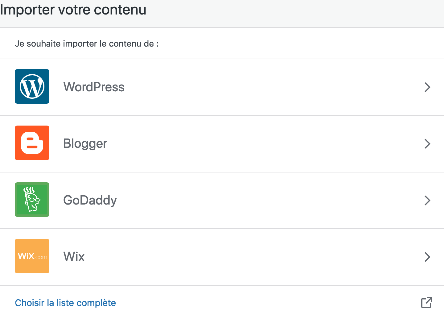 Liste minimale des imports WordPress